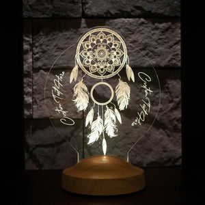 Personalized Dreamcatcher Night Light, LED Bedside Lamp, Chakra Decor by Drn Gift Store