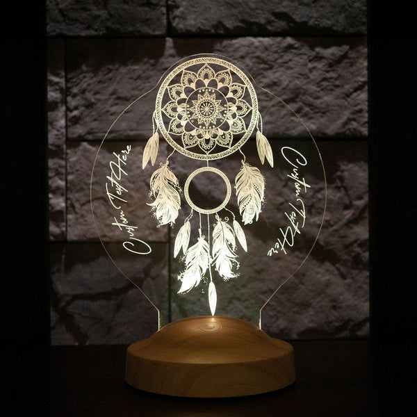 Personalized Dreamcatcher Night Light, LED Bedside Lamp, Chakra Decor by Drn Gift Store