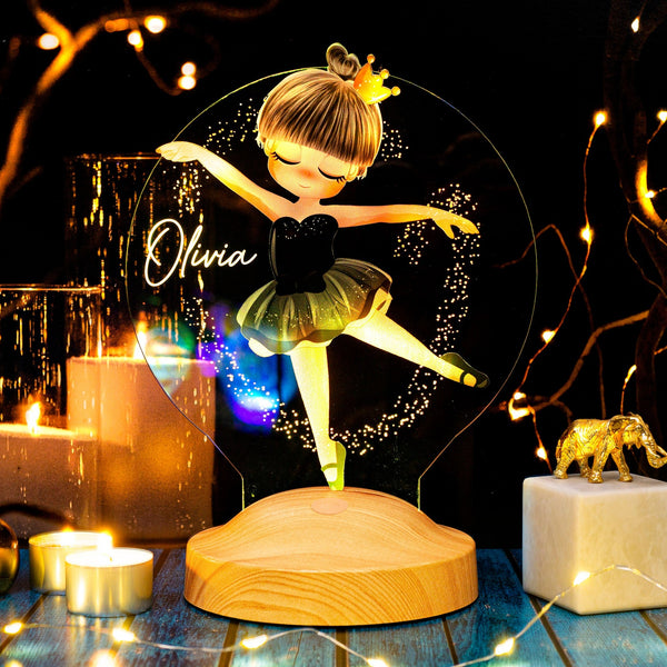 Ballerina Gift Night Light for Girl Personalized, Ballet Lamp by Drn Gift Store