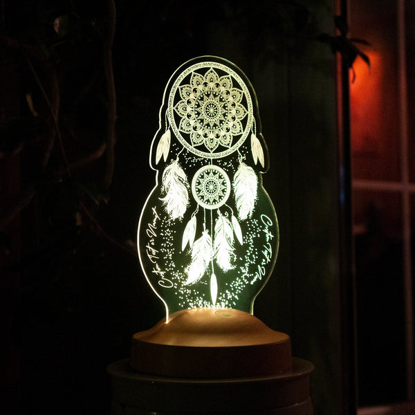 Personalized Dreamcatcher Night Light, Custom LED Lamp by Drn Gift Store