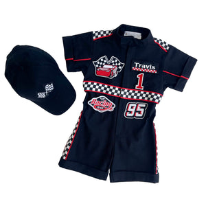 Costumes Club Handmade Race Car Driver Costume for Toddlers - Halloween Costume, Cars Boys Racing Outfit, Toddler Racer Suit by Costumes Club, Black With Red #blackwithred
