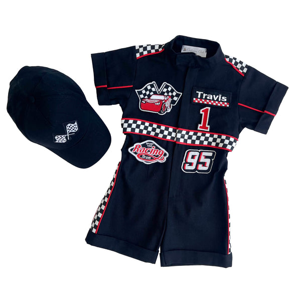 Costumes Club Handmade Race Car Driver Costume for Toddlers - Halloween Costume, Cars Boys Racing Outfit, Toddler Racer Suit by Costumes Club, Black With Red #blackwithred