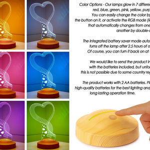 Personalized Anniversary Gift, 3D Heart Night Light, Valentines Gift by Drn Gift Store