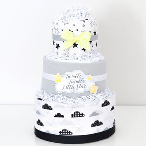 Baby Blossom Company Moon Diaper Cake 35 Pampers Size 1 Three Cotton Blankets