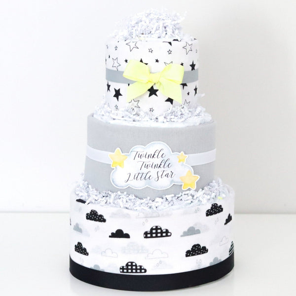 Baby Blossom Company Moon Diaper Cake 35 Pampers Size 1 Three Cotton Blankets