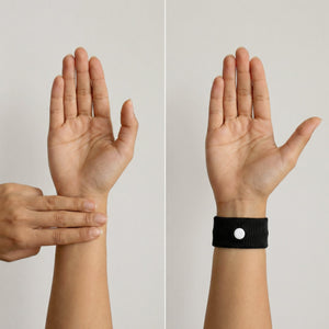 Nausea relief bands for babies, providing comfort and wellness support in a soothing design.