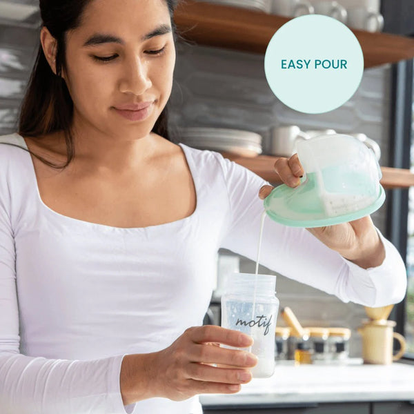 Motif Aura Glow wearable breast pump in angle 7, showcasing its sleek design and portability for breastfeeding moms.
