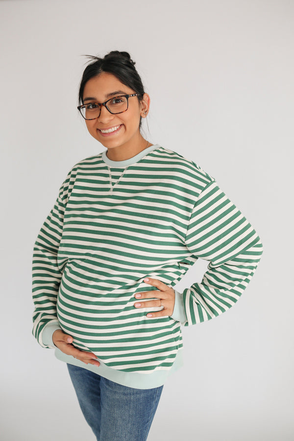 Oversized Fit Freestyle Stripe Breastfeeding Sweatshirt - EXTENDED CHART