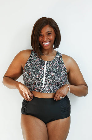 Crop Zip Up Breastfeeding Swimsuit Top | FINAL SALE