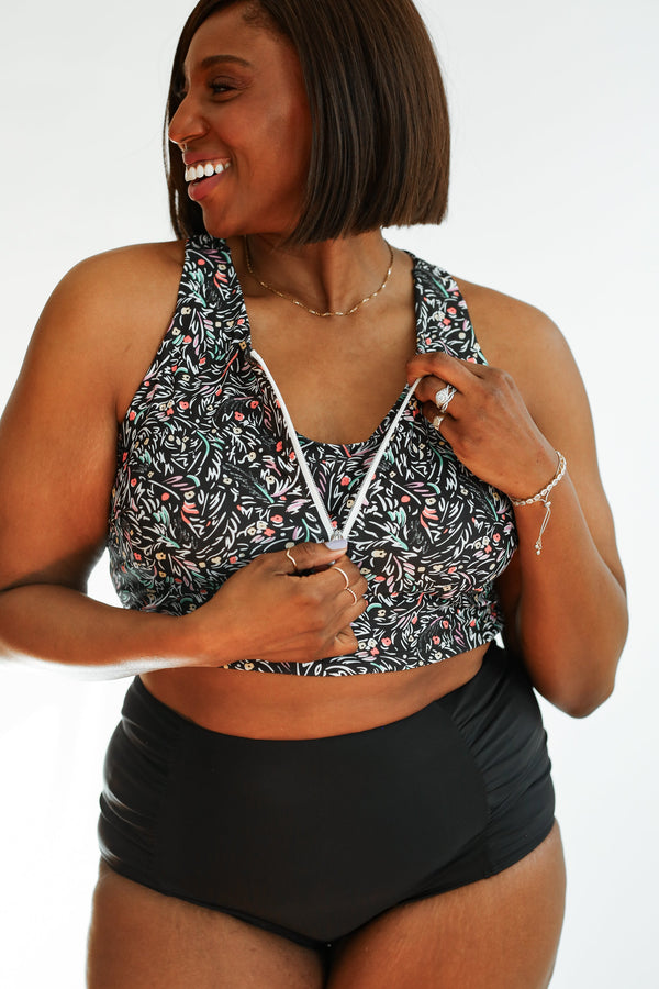 Crop Zip Up Breastfeeding Swimsuit Top | FINAL SALE