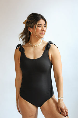Ribbed One Piece Tie Shoulder Breastfeeding Swimsuit | FINAL SALE