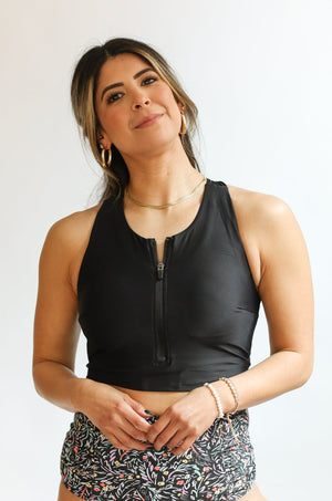 Crop Zip Up Breastfeeding Swimsuit Top | FINAL SALE