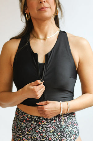Crop Zip Up Breastfeeding Swimsuit Top | FINAL SALE