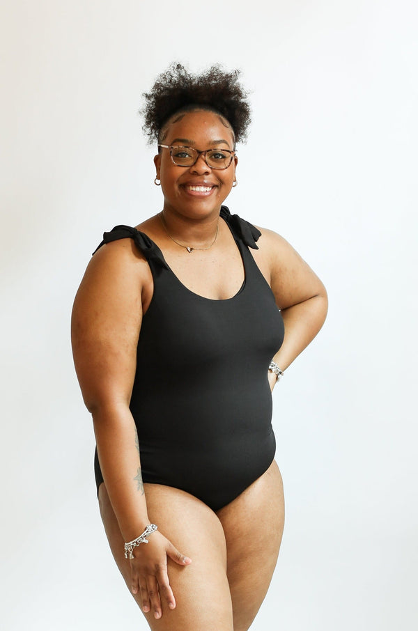 Ribbed One Piece Tie Shoulder Breastfeeding Swimsuit | FINAL SALE