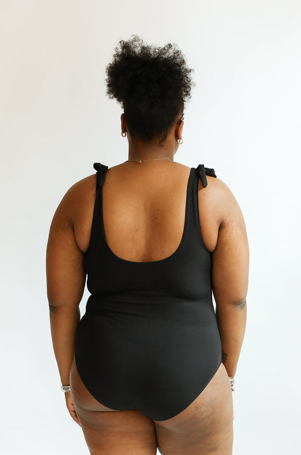 Ribbed One Piece Tie Shoulder Breastfeeding Swimsuit | FINAL SALE