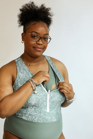 One Piece Zip Up Breastfeeding Swimsuit | FINAL SALE