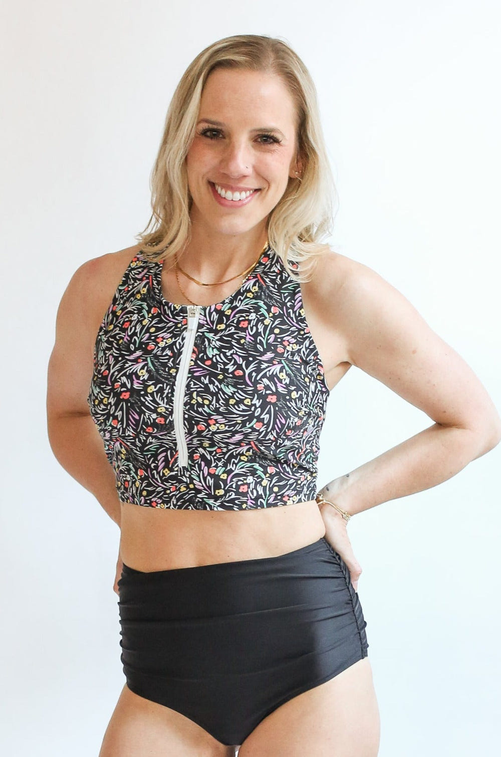 Crop Zip Up Breastfeeding Swimsuit Top | FINAL SALE