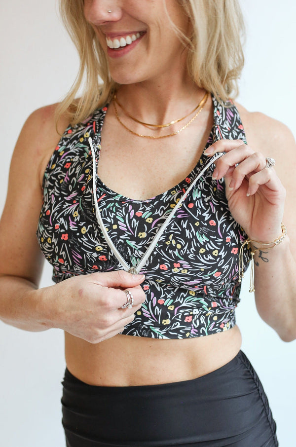 Crop Zip Up Breastfeeding Swimsuit Top | FINAL SALE