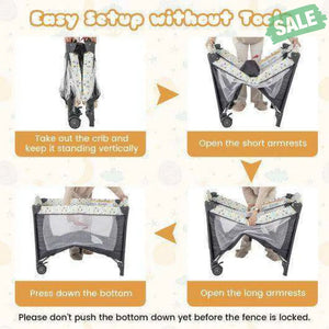 Multi-Functional Baby Playpen with Mattress and Removable Changing Table-Beige Gray Baby Playpen & Playards