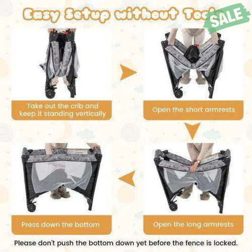 Multi-Functional Baby Playpen with Mattress and Removable Changing Table-Beige Gray Baby Playpen & Playards