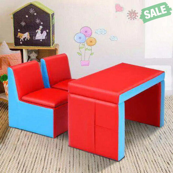 Multi-functional Kids Sofa Table Chair Set Red Kids Chairs & Seating