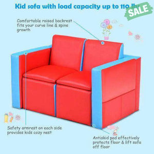 Multi-functional Kids Sofa Table Chair Set Red Kids Chairs & Seating