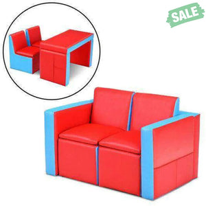 Multi-functional Kids Sofa Table Chair Set Red Kids Chairs & Seating
