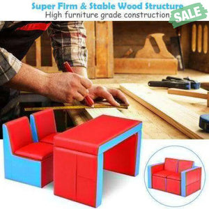 Multi-functional Kids Sofa Table Chair Set Red Kids Chairs & Seating