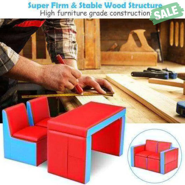 Multi-functional Kids Sofa Table Chair Set Red Kids Chairs & Seating