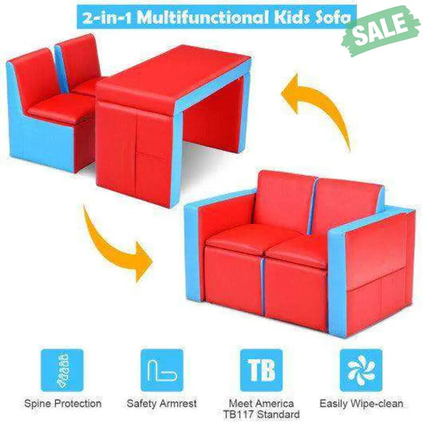 Multi-functional Kids Sofa Table Chair Set Red Kids Chairs & Seating