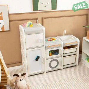 Multipurpose Toy Chest and Bookshelf with Magnetic Whiteboard-Gray Kids Storage