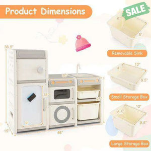 Multipurpose Toy Chest and Bookshelf with Magnetic Whiteboard-Gray Kids Storage