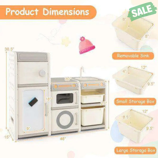 Multipurpose Toy Chest and Bookshelf with Magnetic Whiteboard-Gray Kids Storage