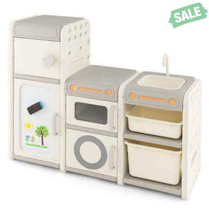 Multipurpose Toy Chest and Bookshelf with Magnetic Whiteboard-Gray Kids Storage