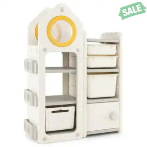 Multipurpose Toy Chest and Bookshelf with Mobile Trolley for Bedroom-Gray Kids Storage