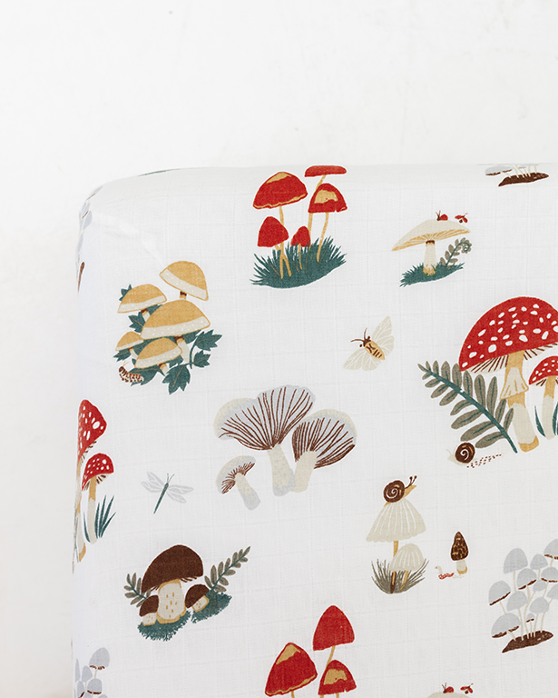 Mushroom Crib Sheet - MOOGCO Baby