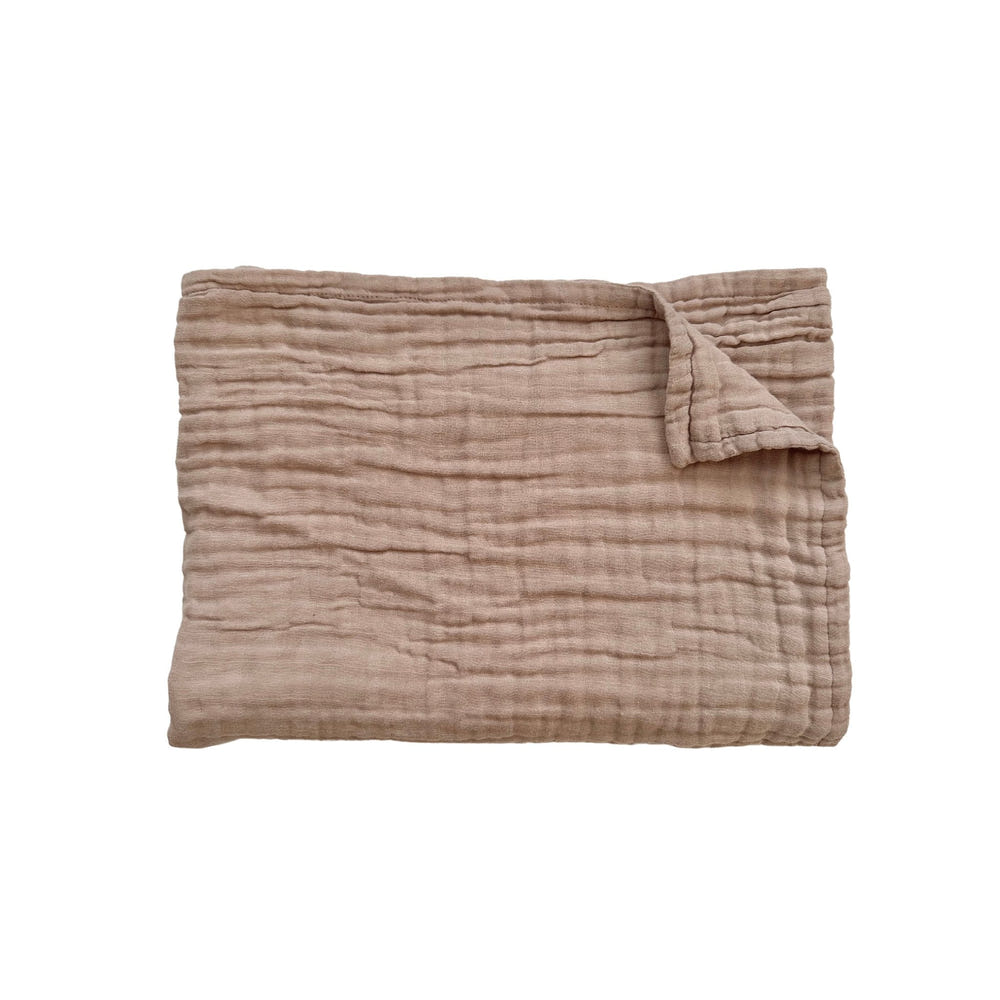 Taupe Organic Cotton Muslin Baby Blanket