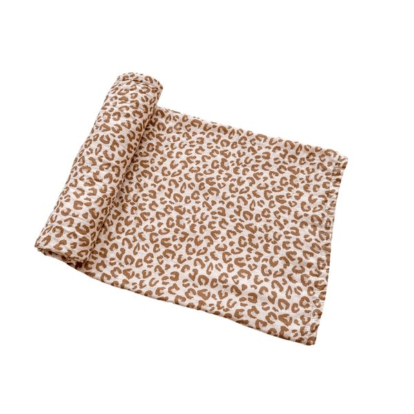 Brown Leopard Muslin Swaddle Blanket
