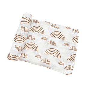 Caramel Rainbow Muslin Swaddle Blanket
