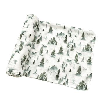 Green Forest Muslin Swaddle Blanket