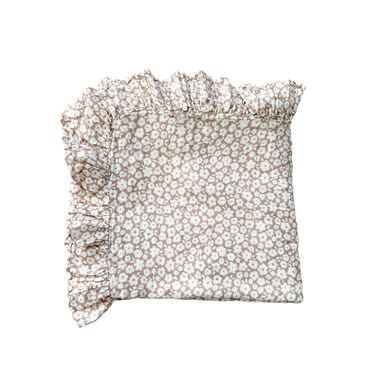 Organic Muslin Swaddle Blanket - Mocha Ditsy Floral Ruffle