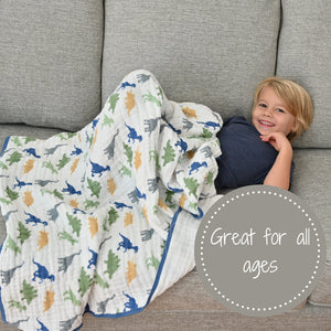 Dinosaur Muslin Blanket - Rawr Muslin Quilt