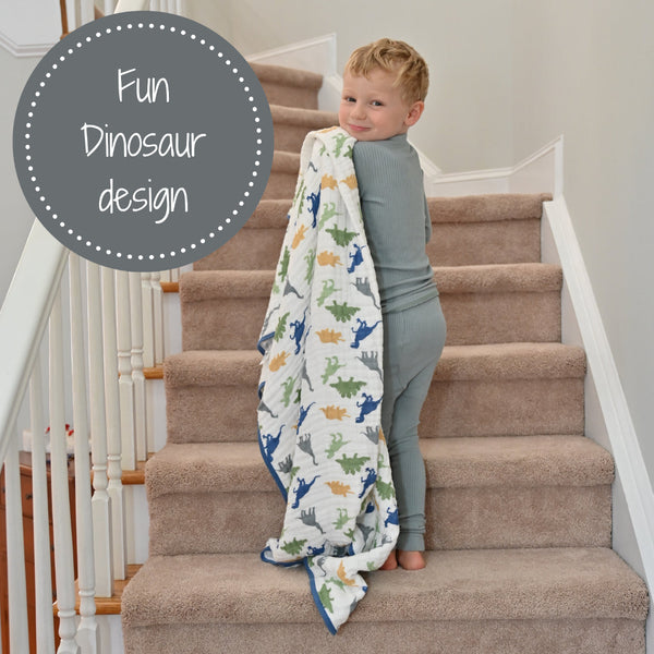 Dinosaur Muslin Blanket - Rawr Muslin Quilt