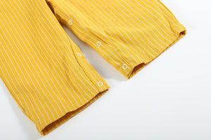 Mustard Pinstripe Smocked Pumpkin Overalls