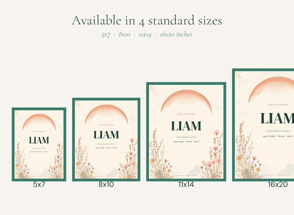 name poster boho terracotta sizes