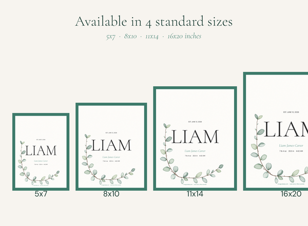 name poster minimal cream sizes