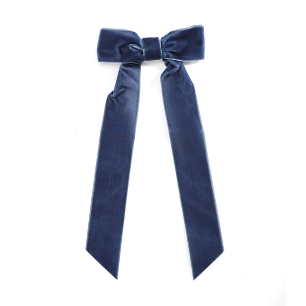 Navy Blue Long Tails Hair Bow