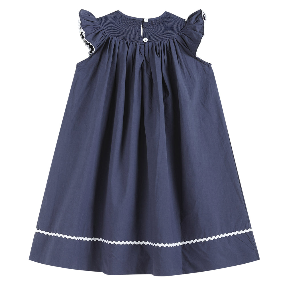 Navy Blue Nativity Smocked Christmas Dress