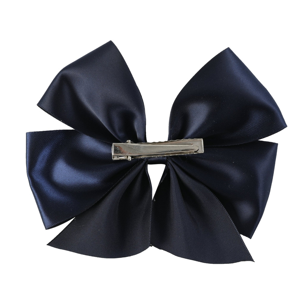 Navy Blue Satin Bow Hair Clip - MOOGCO Baby