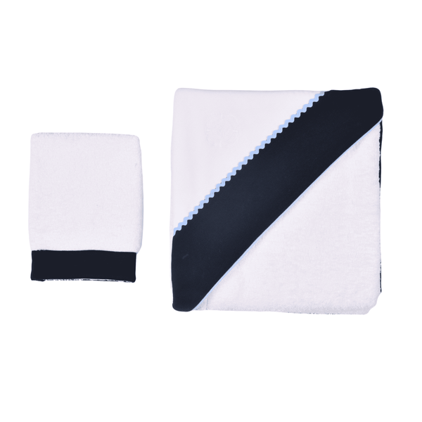 PETIT MARIN | Boys Navy & White Cotton Hooded Towel